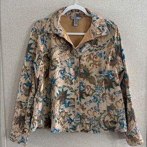 IB Diffusion Vintage Paisley Floral Button Up Blouse XL Boho Coastal Grandmother